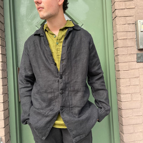 ジャケット・アウター Oblada DJ03 Charcoal Jacket 4 Button Chore Jacket - Black - Jao Brand | Jao Brand