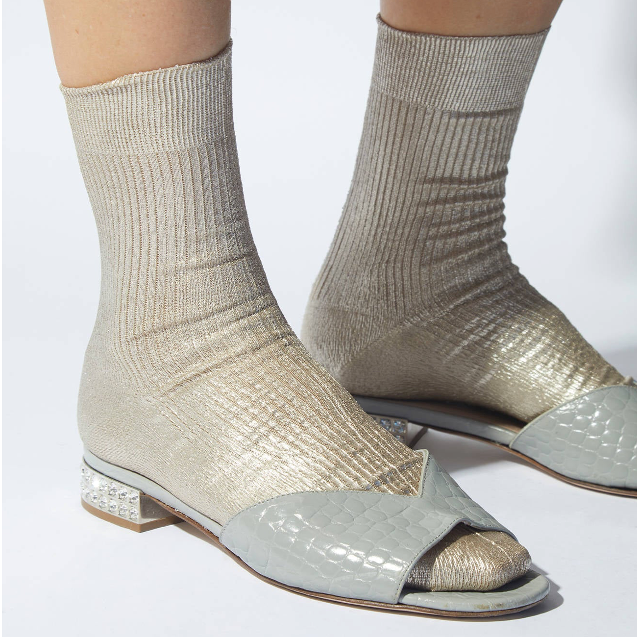 Metallic Laminated Socks